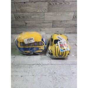 NEW Vintage Volkswagen Beetle & VW Bus Bean Bag Dolls Stuffed Toy Bug Plush 7"